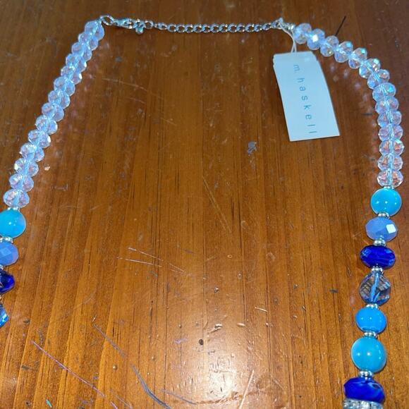 Miriam Haskell Blue Glass Bead Multi-Strand Necklace - Picture 2 of 2